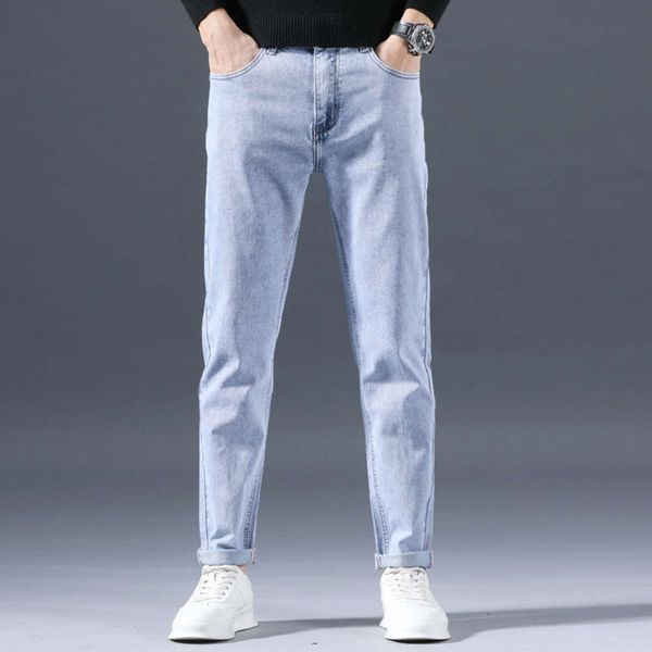 new for men's korea fit slim small straight tube light color versatile youth denim trousers fashion, Blue
new for men's korea fit slim small straight tube light color versatile youth denim trousers fashion, Blue