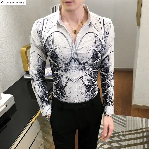 black luxury white men flower shirt fashion spring floral shirt korean slim fit casual men social shirt long sleeve night club c1211, White;black
black luxury white men flower shirt fashion spring floral shirt korean slim fit casual men social shirt long sleeve night club c1211, White;black