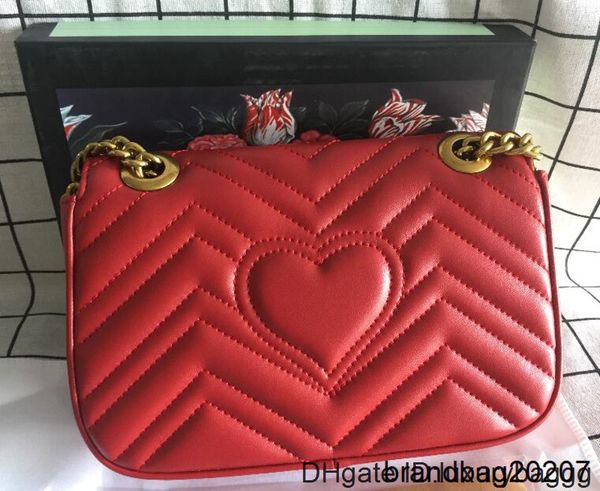 classic women love heart wave pattern shoulder bag chain handbags purse genuine leather lady handbag messenger bags