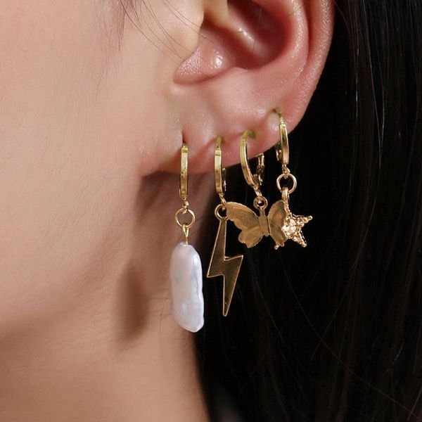 4 pcs/set simple gold color butterfly star pendants hoops for women bohemia alloy flash circle earrings trendy ear jewelry, Golden;silver
4 pcs/set simple gold color butterfly star pendants hoops for women bohemia alloy flash circle earrings trendy ear jewelry, Golden;silver