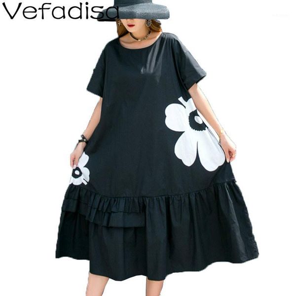 vefadisa black big flower print women dress casual 2020 summer patchwork dress short sleeve mid-calf a-line loose qyf31131, Black;gray
vefadisa black big flower print women dress casual 2020 summer patchwork dress short sleeve mid-calf a-line loose qyf31131, Black;gray