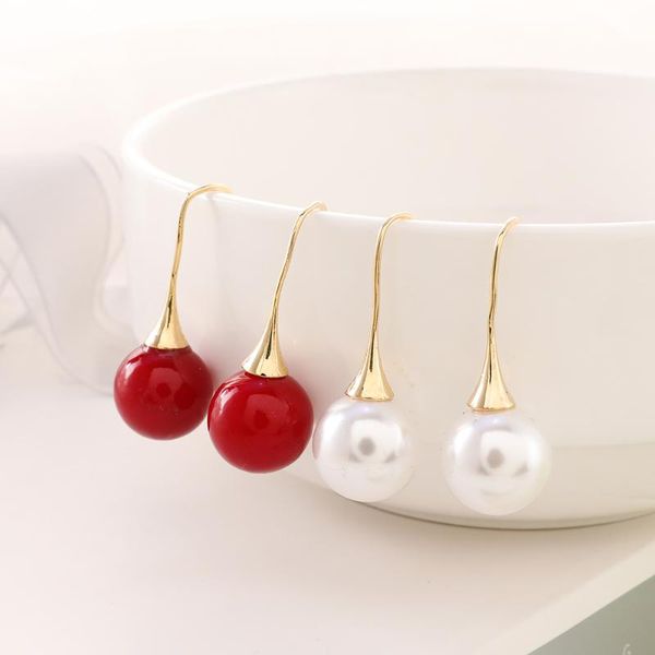 wybu fashion ball red cherry drop earring for women round pearl with golden copper chain earring jewelry gift for friend, Silver
wybu fashion ball red cherry drop earring for women round pearl with golden copper chain earring jewelry gift for friend, Silver