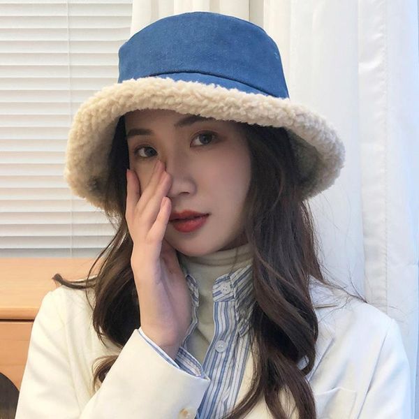 new fashion women winter hat solid denim bucket hat ladies flat berber fleece lined panama wide brim bucket cap, Blue;gray
new fashion women winter hat solid denim bucket hat ladies flat berber fleece lined panama wide brim bucket cap, Blue;gray
