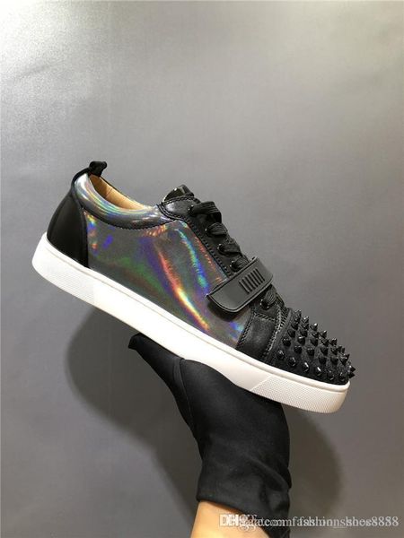 mens and womens casual flat shoes, color matching leather with rivets, classic low sports casual shoes,with box, Black
mens and womens casual flat shoes, color matching leather with rivets, classic low sports casual shoes,with box, Black