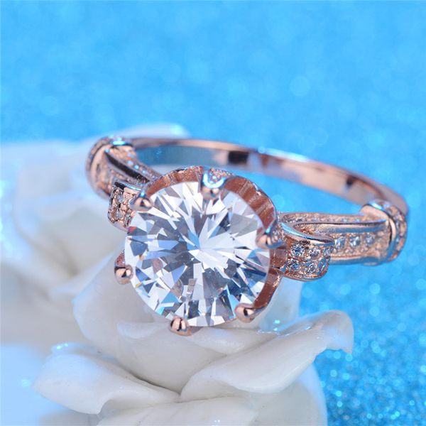 wedding ring new style rose gold plated diamond crown palace retro style anniversary gift for ladies, Silver
wedding ring new style rose gold plated diamond crown palace retro style anniversary gift for ladies, Silver