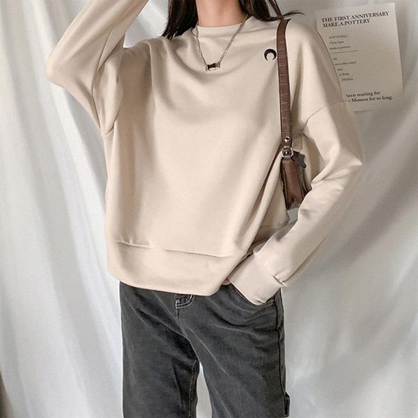 women autumn batwing long sleeve sweatshirt round neck moon embroidery pullover harajuku oversized loose streetwear, Black
women autumn batwing long sleeve sweatshirt round neck moon embroidery pullover harajuku oversized loose streetwear, Black