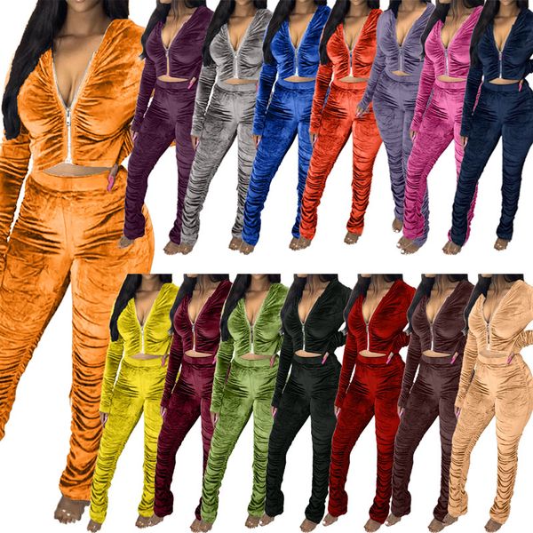 fall winter women plus size clothing velvet pleated 2 two piece sets zipper crop hoodies coat slim stacked pants outfits fashion clothes, White
fall winter women plus size clothing velvet pleated 2 two piece sets zipper crop hoodies coat slim stacked pants outfits fashion clothes, White