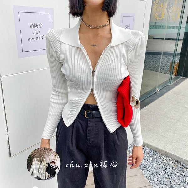 lucyever zipper women cardigans sweater autumn long sleeve corpped knitted autumn fashion female casual slim blouse, White
lucyever zipper women cardigans sweater autumn long sleeve corpped knitted autumn fashion female casual slim blouse, White