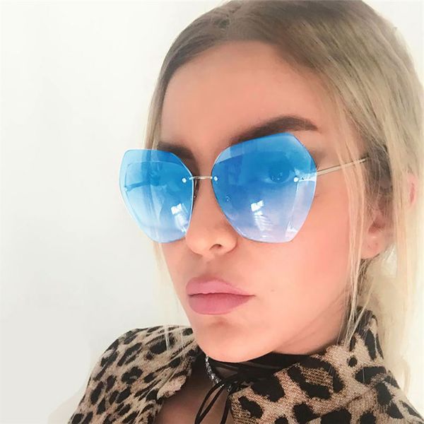 new fashion rimless diamond cutting lens sunglasses for women brand designer shades sun glasses oversize women's sunglass, White;black
new fashion rimless diamond cutting lens sunglasses for women brand designer shades sun glasses oversize women's sunglass, White;black