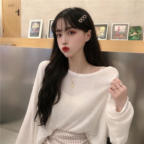 summer korean-style 2020 new style thin air conditioner sun-resistant knitted laziness wind white loose long-sleeved t-shirt
summer korean-style 2020 new style thin air conditioner sun-resistant knitted laziness wind white loose long-sleeved t-shirt