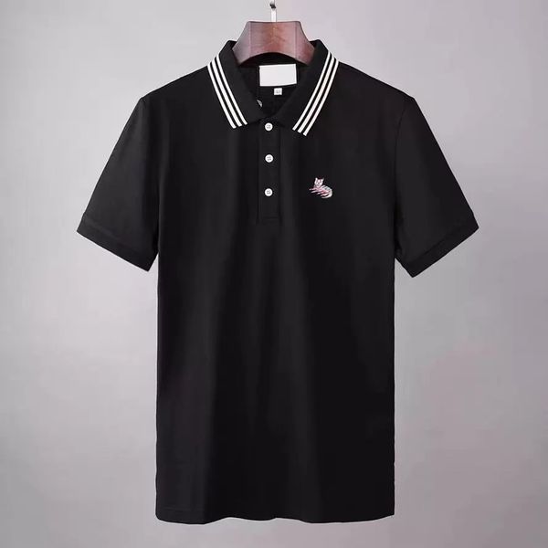 8color men classic polo shirts cotton leaf embroidery summer casual polos striped collar london tees, White;black
8color men classic polo shirts cotton leaf embroidery summer casual polos striped collar london tees, White;black