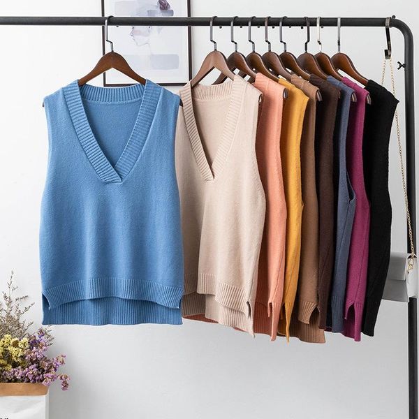 women's vests 2021 autumn korean temperament v-neck knitted sweater vest solid color irregular length pullover sweaters casual loose, Black;white
women's vests 2021 autumn korean temperament v-neck knitted sweater vest solid color irregular length pullover sweaters casual loose, Black;white