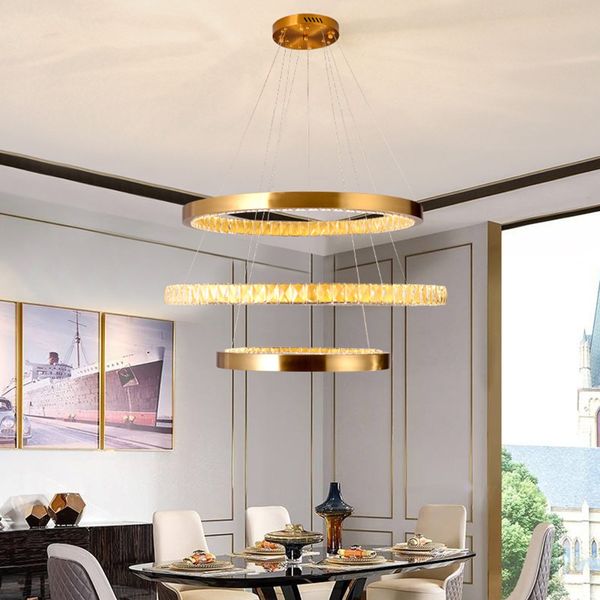Romantic L Bedroom Crystal Lamp Creative Living Room Crystal Light Fixture For Home Modern Nordic Led Pendant Circle Lights