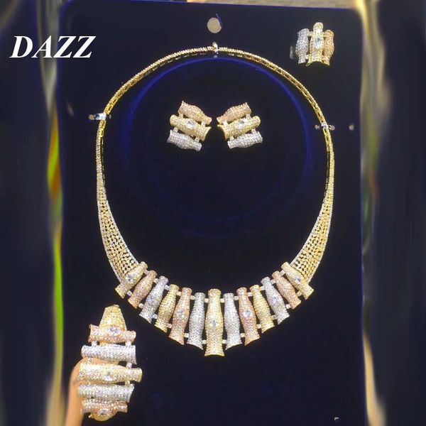 dazz luxury tricolor geometric creative jewelry set 5a zircon wedding party dubai necklace earrings ring bangle accessories gift, Silver
dazz luxury tricolor geometric creative jewelry set 5a zircon wedding party dubai necklace earrings ring bangle accessories gift, Silver