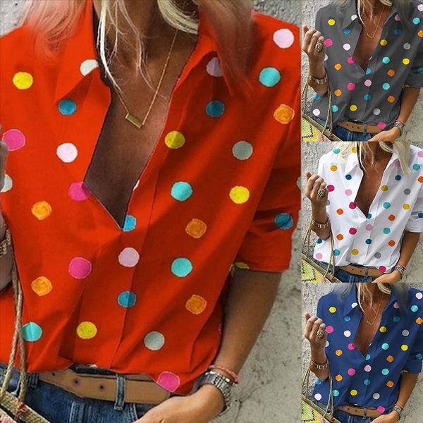 fashion dot print ladies shirt autumn colorful blusas casual slim fit women boho chemisier femme button blouse mujer 2019, White
fashion dot print ladies shirt autumn colorful blusas casual slim fit women boho chemisier femme button blouse mujer 2019, White