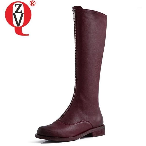 boots zvq winter fashion knee high outside low heels round toe front zip handmade genuine leather women shoes drop 1, Black
boots zvq winter fashion knee high outside low heels round toe front zip handmade genuine leather women shoes drop 1, Black