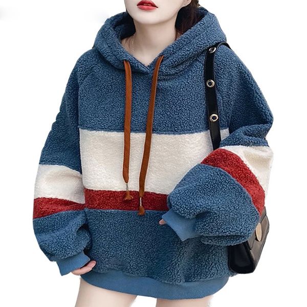 winter 2021 explosion models plus velvet thick ladies hoodie stripes stitching personality contrast color loose women pullover, Black
winter 2021 explosion models plus velvet thick ladies hoodie stripes stitching personality contrast color loose women pullover, Black