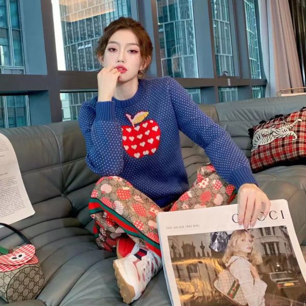 designer double g logo women's knits apple sweater women loose round neck pullover long sleeve top, White
designer double g logo women's knits apple sweater women loose round neck pullover long sleeve top, White