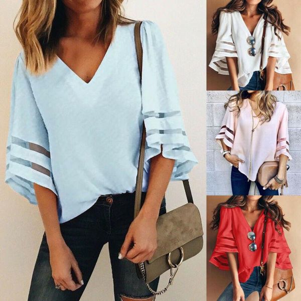 women's blouses & shirts spring v neck batwing half sleeve solid loose blouse women ladies shirt summer, White
women's blouses & shirts spring v neck batwing half sleeve solid loose blouse women ladies shirt summer, White