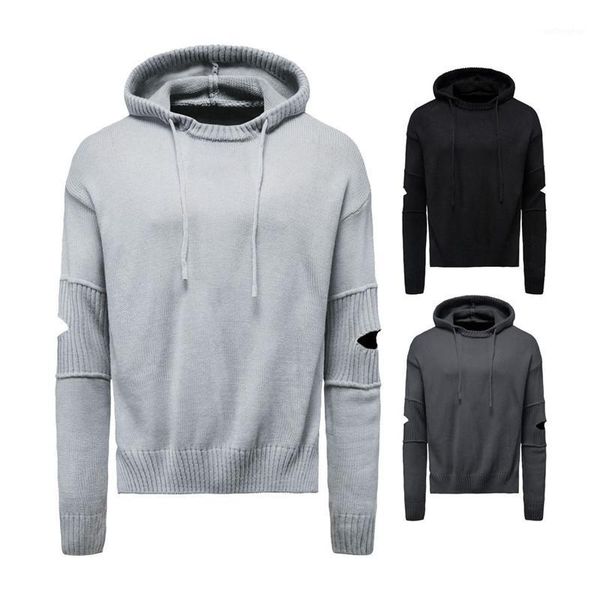 2020 gothic men autumn winter long sleeve sweater hooded knitwear classic solid loose round neck ripped hooded male sweater1, White;black
2020 gothic men autumn winter long sleeve sweater hooded knitwear classic solid loose round neck ripped hooded male sweater1, White;black