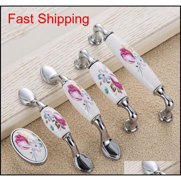 2 pcs tulip ceramic door handle silver drawer pulls vintage flower cupboard kitchen cabinet handles and knob qylmde packing2010
2 pcs tulip ceramic door handle silver drawer pulls vintage flower cupboard kitchen cabinet handles and knob qylmde packing2010