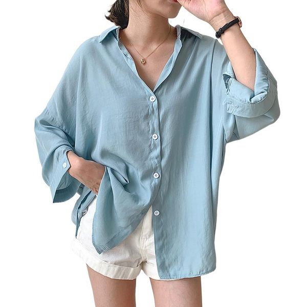 2020 summer new sunproof thin chiffon women shirts v-neck long-sleeved solid loose female outwear coat casual oversized, White
2020 summer new sunproof thin chiffon women shirts v-neck long-sleeved solid loose female outwear coat casual oversized, White