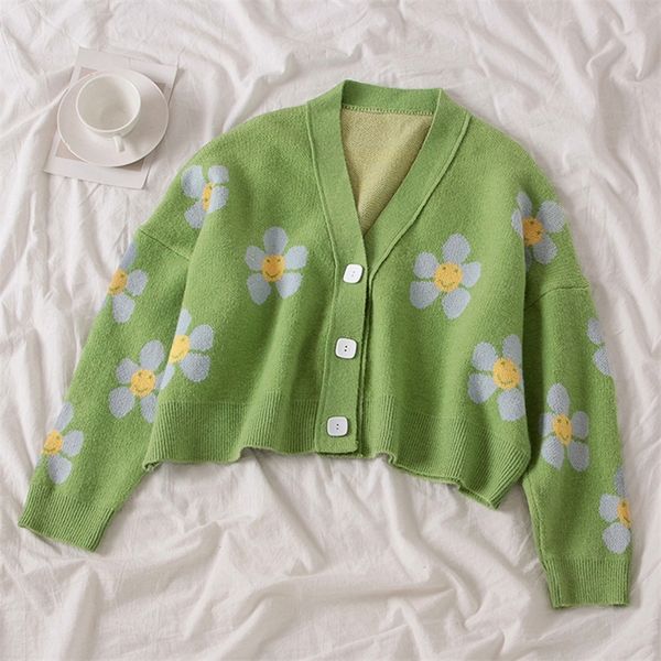preppy style flower knit cardigans sweater women v neck loose elegaht thicked pull femme print short casual coat 201224, White;black
preppy style flower knit cardigans sweater women v neck loose elegaht thicked pull femme print short casual coat 201224, White;black
