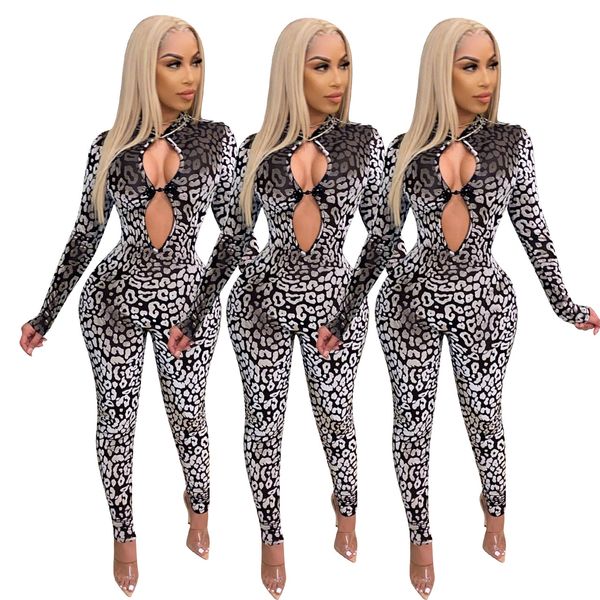 fe054 european and american women's tight-fitting long-sleeved printed jumpsuit for women, Black;white
fe054 european and american women's tight-fitting long-sleeved printed jumpsuit for women, Black;white