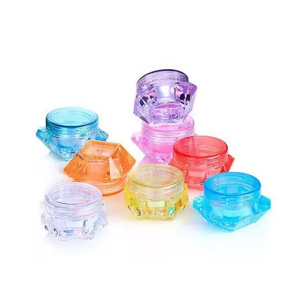Image of 3g 5g colorful diamond shape empty cosmetic containers screw cap sample containers jar skin care cream jars pot