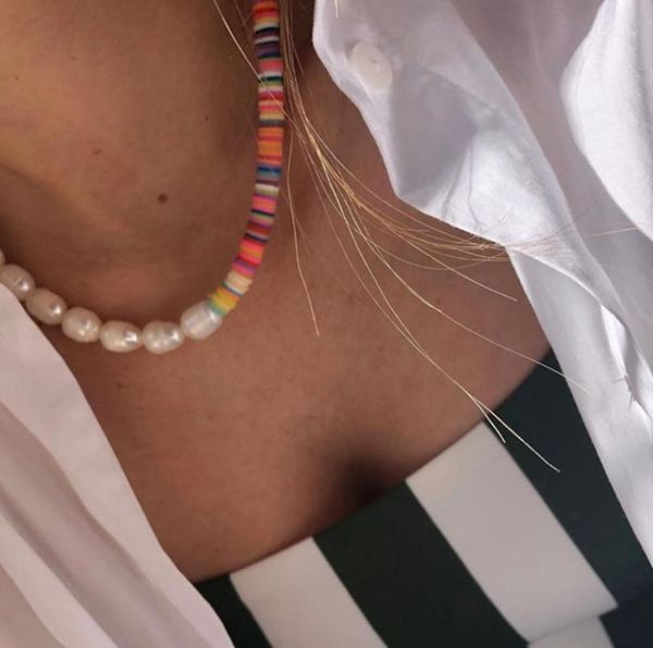 new design boho real natural pearl choker necklace for women handmade colorful polymer clay bead collier necklaces femme jewelry1, Golden;silver
new design boho real natural pearl choker necklace for women handmade colorful polymer clay bead collier necklaces femme jewelry1, Golden;silver