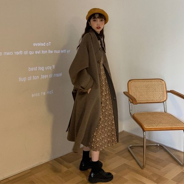 cotton thickened medium length woollen windbreaker women's korean autumn and winter temperament small over knee woolen coat, Black
cotton thickened medium length woollen windbreaker women's korean autumn and winter temperament small over knee woolen coat, Black