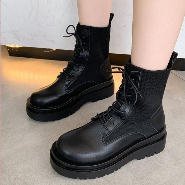 women platform ankle boots woman lace up low heels women's knit pumps ladies leather 2020 autumn shoes female fashion footwear, Black
women platform ankle boots woman lace up low heels women's knit pumps ladies leather 2020 autumn shoes female fashion footwear, Black