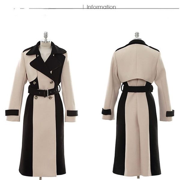 women's wool & blends women autumn winter loose patchwork woolen jacket elegant warm blend coat button female with belt long coat1, Black
women's wool & blends women autumn winter loose patchwork woolen jacket elegant warm blend coat button female with belt long coat1, Black