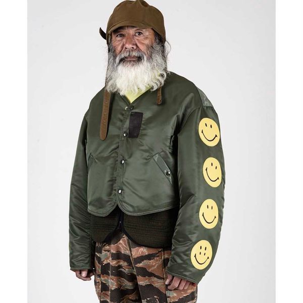 men's jackets 21aw kapital hirata hehong ma-1 military green nylon cowhide smiling face cotton long sleeve jacket, Black;brown
men's jackets 21aw kapital hirata hehong ma-1 military green nylon cowhide smiling face cotton long sleeve jacket, Black;brown