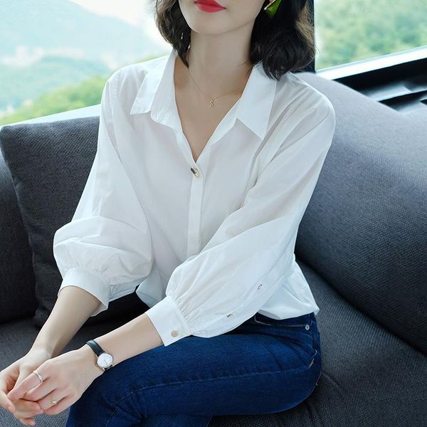 2021 luxury designer spring new solid color korean lapel nine point lantern sleeve shirt short women's spot wholesale, White
2021 luxury designer spring new solid color korean lapel nine point lantern sleeve shirt short women's spot wholesale, White