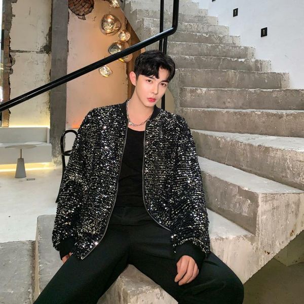 men's jackets fall sequined stand-up coat men loose personality long sleeve sports jacket baseball, Black;brown
men's jackets fall sequined stand-up coat men loose personality long sleeve sports jacket baseball, Black;brown