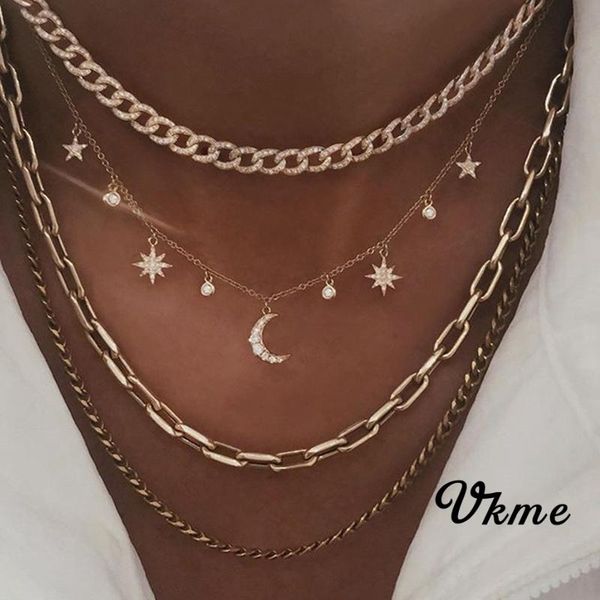 vkme bohemian gold chain necklaces for women multilayer moon star pendant necklace portrait chokers jewelry gift 2020, Silver
vkme bohemian gold chain necklaces for women multilayer moon star pendant necklace portrait chokers jewelry gift 2020, Silver