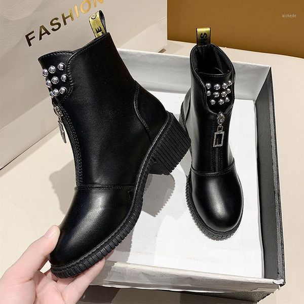 boots women's fashion korean version front zipper round toe thick heel retro plus cotton mid-heel snow1, Black
boots women's fashion korean version front zipper round toe thick heel retro plus cotton mid-heel snow1, Black
