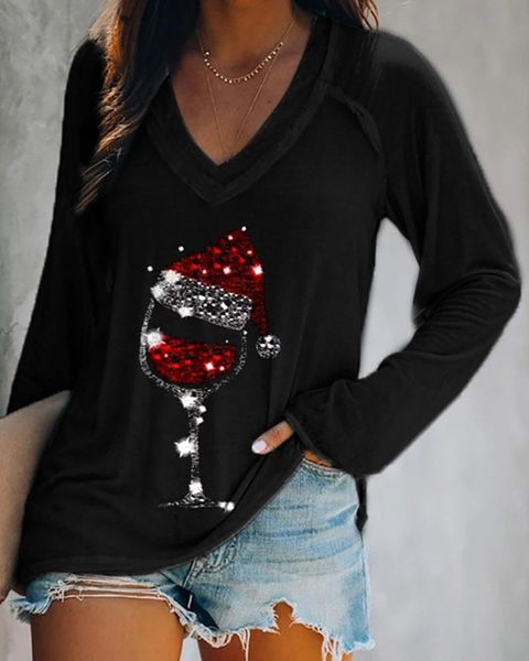women's blouses & shirts women fashion plus size long sleeve casual sweatshirts female christmas wine glass print v neck sweatshirt, White
women's blouses & shirts women fashion plus size long sleeve casual sweatshirts female christmas wine glass print v neck sweatshirt, White