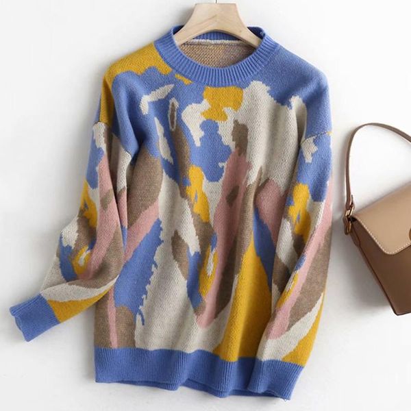 ladies oil painting contrasting color knitted sweater winter print crochet sweater winter thickening long sleeve women pullover, White;black
ladies oil painting contrasting color knitted sweater winter print crochet sweater winter thickening long sleeve women pullover, White;black