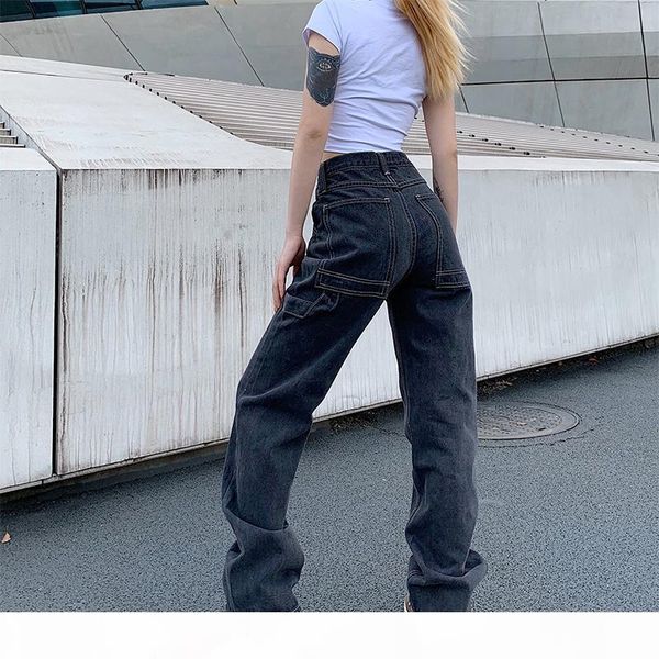fashion 2020 new smoke grey bf retro casual high waist wide legs ins straight barrel baggy jeans for women, Blue
fashion 2020 new smoke grey bf retro casual high waist wide legs ins straight barrel baggy jeans for women, Blue