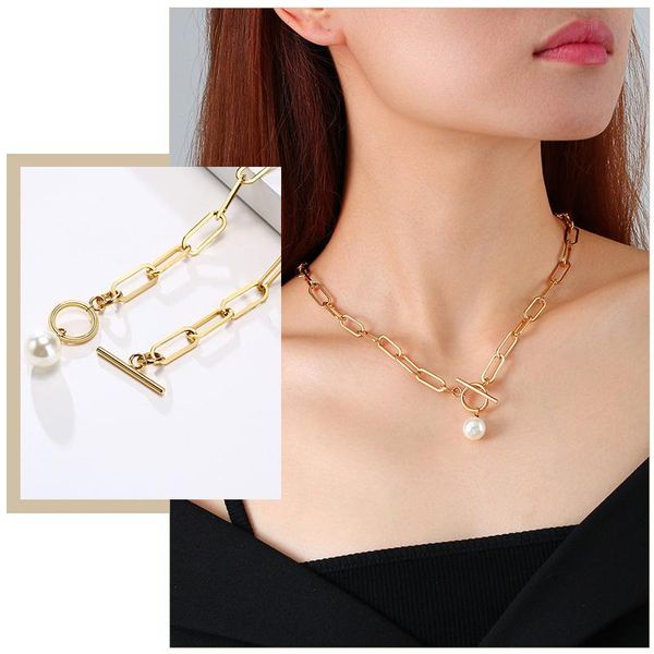 chains elegant simulated pearl necklaces for women,gold tone stainless steel metal paperclip chain choker collar,toggle clasp accessory, Silver
chains elegant simulated pearl necklaces for women,gold tone stainless steel metal paperclip chain choker collar,toggle clasp accessory, Silver