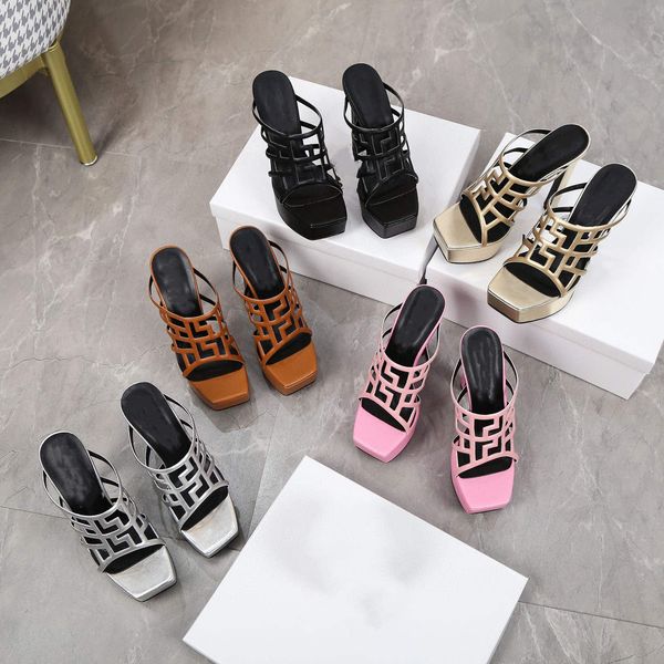 classic designer women's high heel sandals hollow black pink leather fashion summer dress thick bottom slide shoes 35-42 with shoe box
classic designer women's high heel sandals hollow black pink leather fashion summer dress thick bottom slide shoes 35-42 with shoe box
