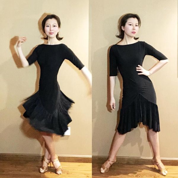 stage wear latin dance costumes female half-sleeve black fringe backless practice dress professional rumba/cha cha/tango clothing dql27791, Black;red
stage wear latin dance costumes female half-sleeve black fringe backless practice dress professional rumba/cha cha/tango clothing dql27791, Black;red