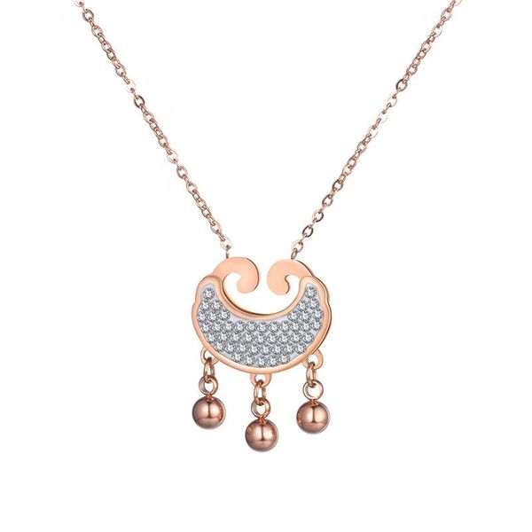 pendant necklaces stainless steel necklace longevity lock chinese style rose gold color jewelry rhinestone gift for women n18270, Silver
pendant necklaces stainless steel necklace longevity lock chinese style rose gold color jewelry rhinestone gift for women n18270, Silver