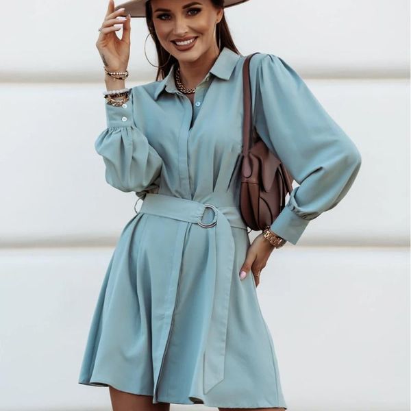 autumn solid color v neck long sleeve mini winter women turn-down collar button up belt work casual a-line shirt dress, Black;gray
autumn solid color v neck long sleeve mini winter women turn-down collar button up belt work casual a-line shirt dress, Black;gray