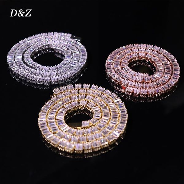 Â D&Z 6mm Iced Out Baguette Tennis Chain Choker Necklace 3 Colors Available Hip Hop Charming Necklace For Man/WomenGift, Black
 D&Z 6mm Iced Out Baguette Tennis Chain Choker Necklace 3 Colors Available Hip Hop Charming Necklace For Man/WomenGift, Black