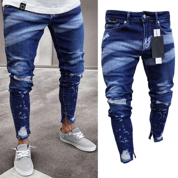 men painting zipper slim distressed jeans pants for outdoor daily wear1, Blue
men painting zipper slim distressed jeans pants for outdoor daily wear1, Blue
