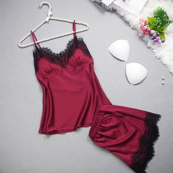women's two piece pants female pajamas set satin lace patchwork v neck spaghetti strap sleeveless + shorts summer autumn home wear, White
women's two piece pants female pajamas set satin lace patchwork v neck spaghetti strap sleeveless + shorts summer autumn home wear, White