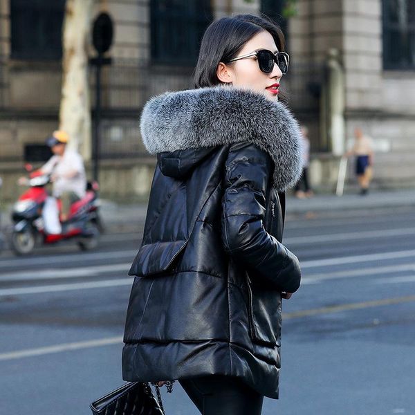 women's leather & faux winter down jacket women 100% sheepskin coat motorcycle real jackets fur collar clothes abrigo mujer wpy1871, Black
women's leather & faux winter down jacket women 100% sheepskin coat motorcycle real jackets fur collar clothes abrigo mujer wpy1871, Black